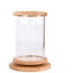 Small Office Glass Aquarium Bamboo Base Mini Fish Tank Decoration Fish Bowl - Image 5