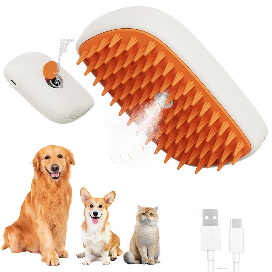 1a2370e1-6c22-49a2-8082-21070748dbc8.jpg USB Rechargeable Pets Steam Brush Spray Massage Comb Pet Grooming Tools Cat Steam Comb Pet Products - Image 1