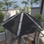 69" Wooden Hexagonal Outdoor Aviary Flight Bird Cage With Covered Roof, Light Gray - Image 8