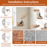 Cat Wall Furniture Set Of 4 With Hammock 2-step Cat Tree And Perch - Image 8