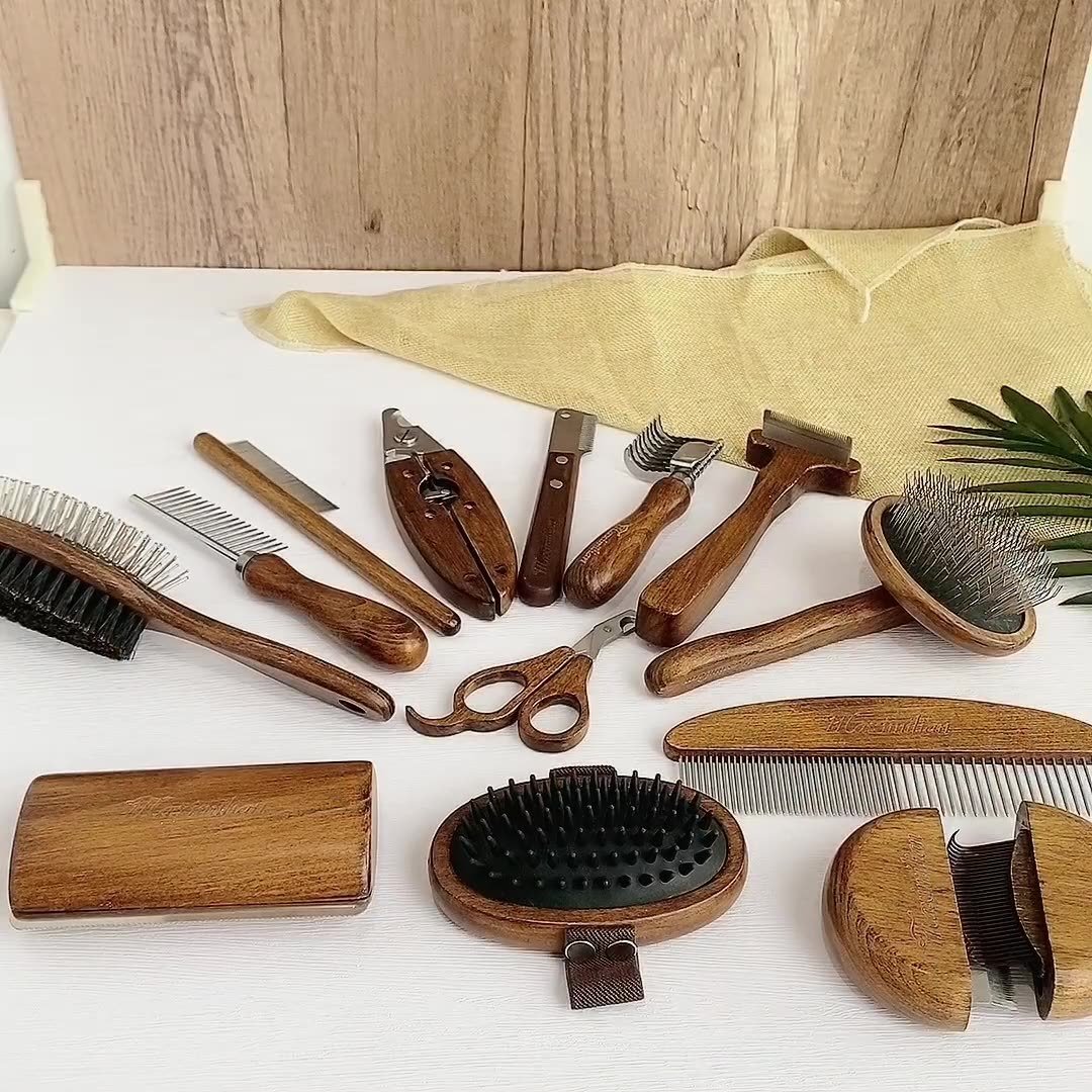 73d072ad-ec47-47de-930c-b8a77a75df22.jpg Pet Comb Solid Wood Antique Hair Removing Products - Image 1