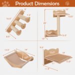 Cat Wall Furniture Set Of 4 With Hammock 2-step Cat Tree And Perch - Image 2