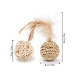 2pcs Cat Toy Pet Rattan Ball Cat Toy Funny Faux Feather Cat Bell Ball Kitten Playing Interactive Ball Toys Pet Supplies - Image 6