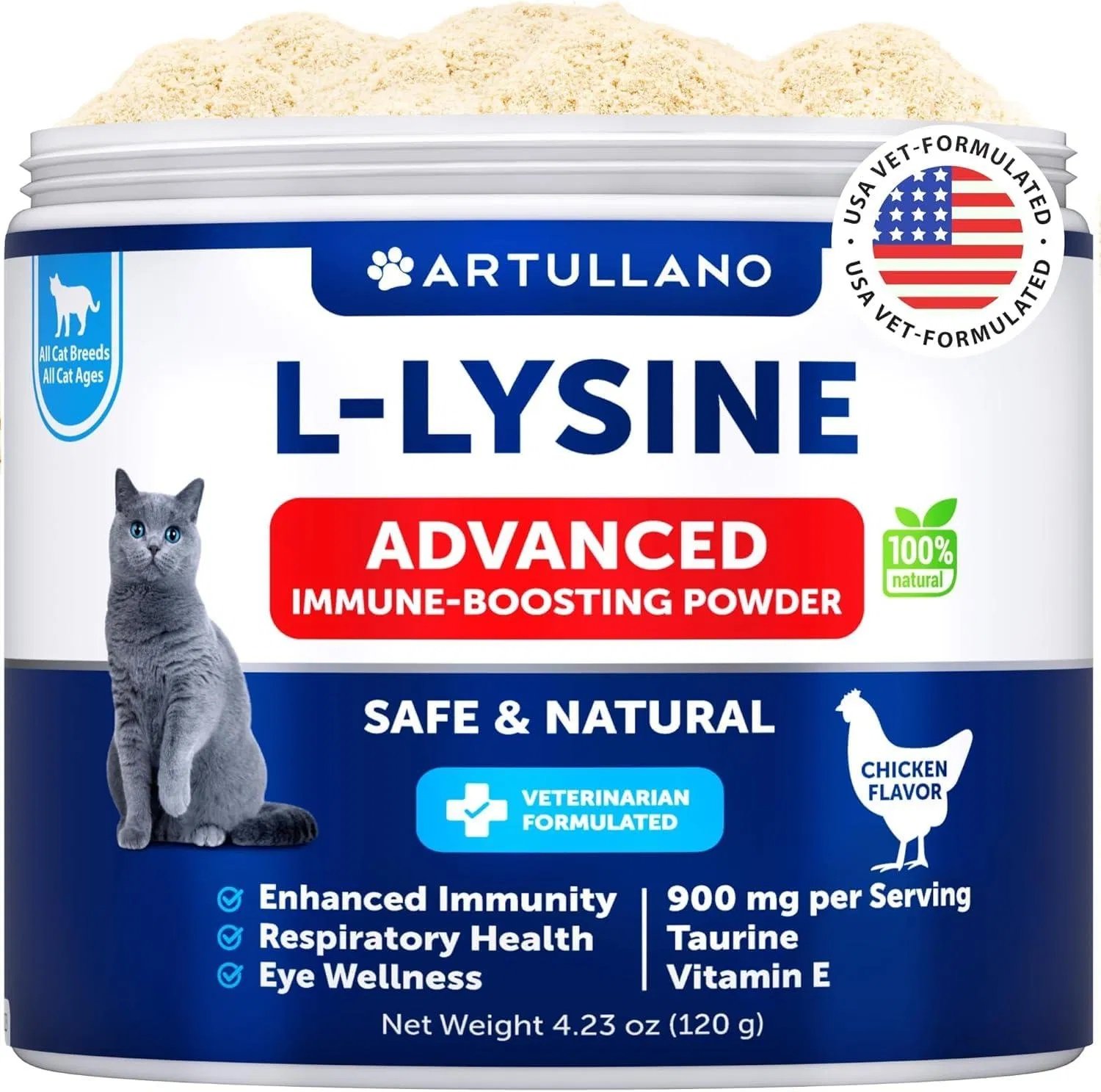 9c77df6f-a428-4c40-8a91-97972d87e962.jpg Do Not Sell On Amazon L Lysine For Cats Lysine Powder Supplement 900mg Serving Immune Support For Cats & Kittens Sneezing Runny Nose Squinting Watery Eyes Cold Eye Respiratory Health With Taurine - Image 1