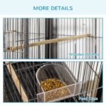 Rolling 65"L Bird Cage w/ Storage Shelf Wood Perch Food Container - Image 5