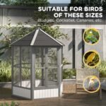 69" Wooden Hexagonal Outdoor Aviary Flight Bird Cage With Covered Roof, Light Gray - Image 3